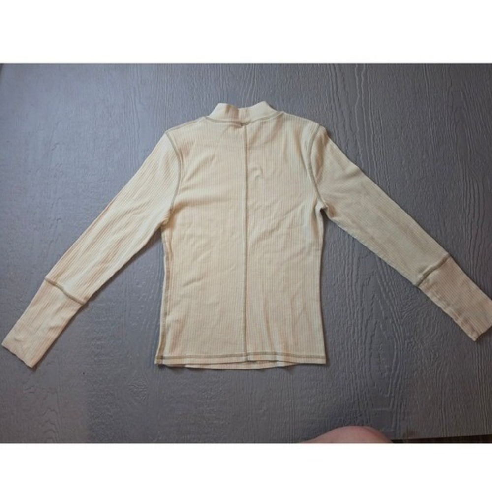 Intimately Free‎ People Ribbed Mock Neck Long Sleeve Top Cream Beige Large